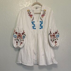 ASA Fashion Group Oversized Cotton Embroidered Tunic Dress EUC M